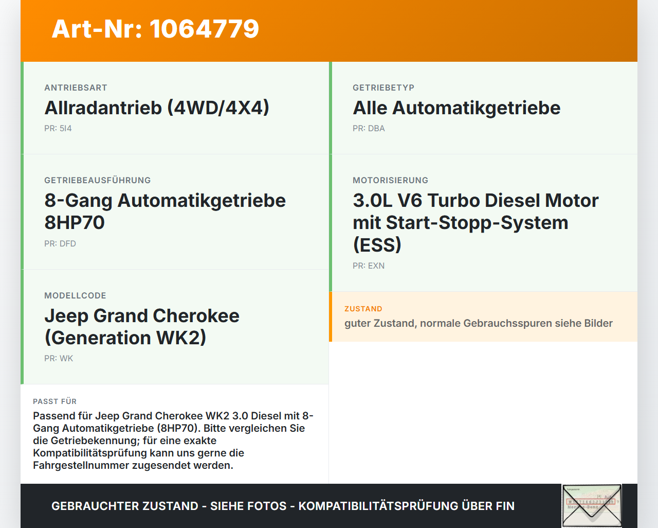 Jeep Grand Cherokee WK2 17-21 3,0d 184KW Autom Wandler Drehmomentwandler für Getriebe Jeep Grand Cherokee WK2 17-21... Vorschau 3