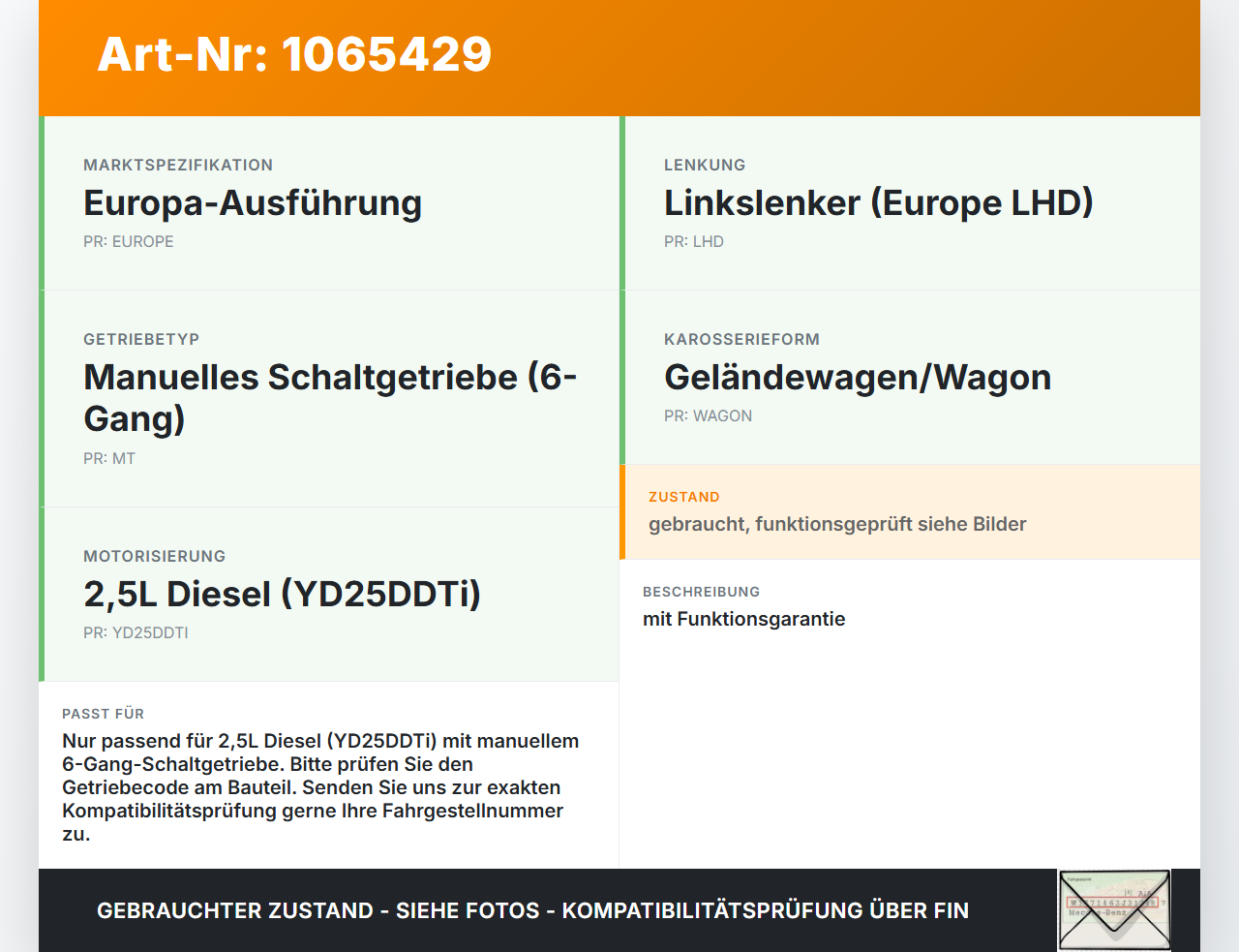 Nissan Pathfinder R51 05-14 2,5D 128KW 4WD Schaltgetriebe Getriebe 6-Gang manuell Nissan Pathfinder R51 05-14... Vorschau 3