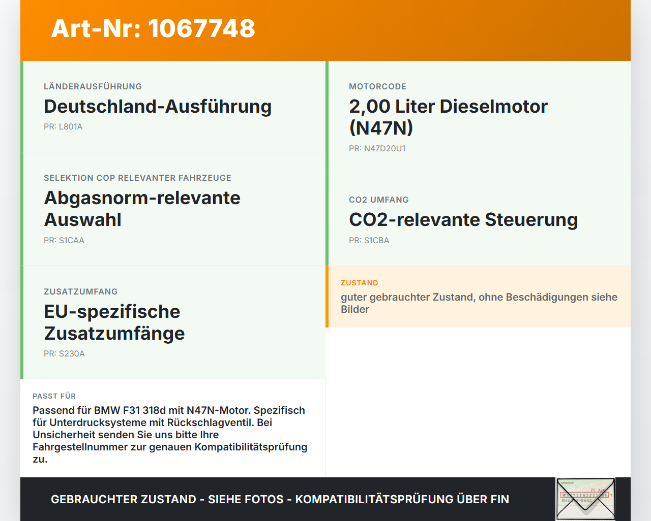 BMW F31 318d 12-15 2,0d 105KW Entlüftungsschlauch Unterdruckleitung für Rückschlagventil BMW F31 318d 12-15... Vorschau 3