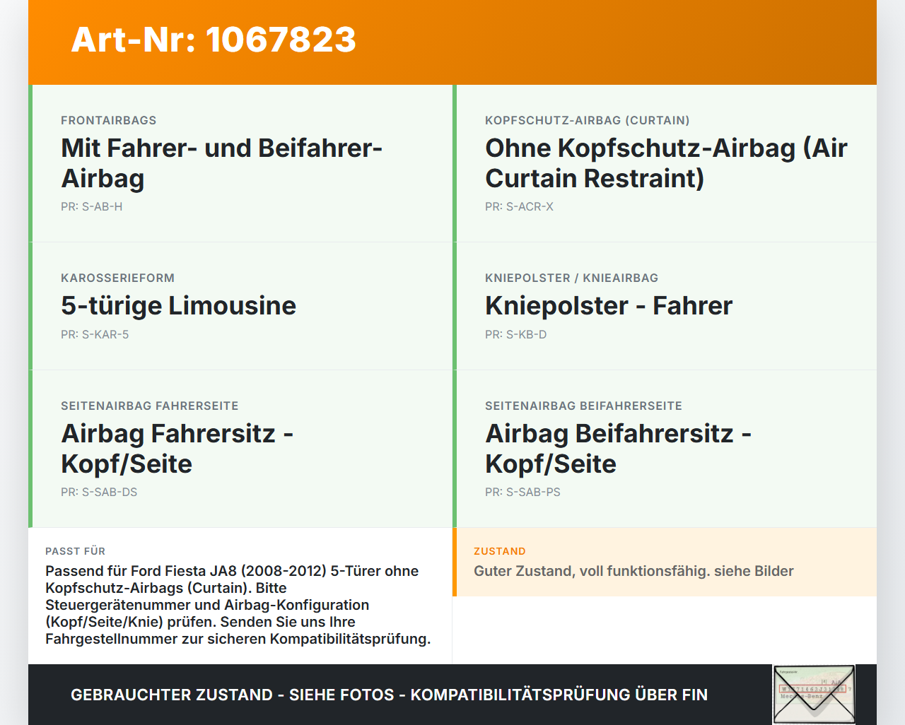 Ford Fiesta JA8 VII 08-12 Airbag Steuergerät Airbagsteuergerät Ford Fiesta JA8 VII 08-12 19.01.2009 8V51-14B321-BG... Vorschau 3