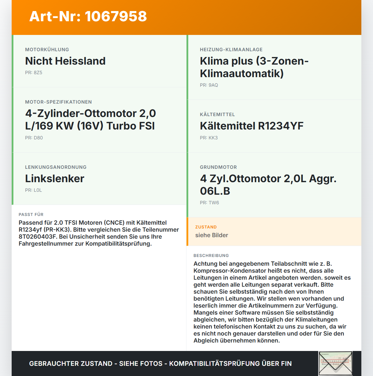 Audi Q5 8R 12-16 TFSI 2,0 169KW Klimaschlauch Klimaleitung Audi Q5 8R 12-16 04.10.2016 8T0260403F 8R0816721D gebraucht Vorschau 3