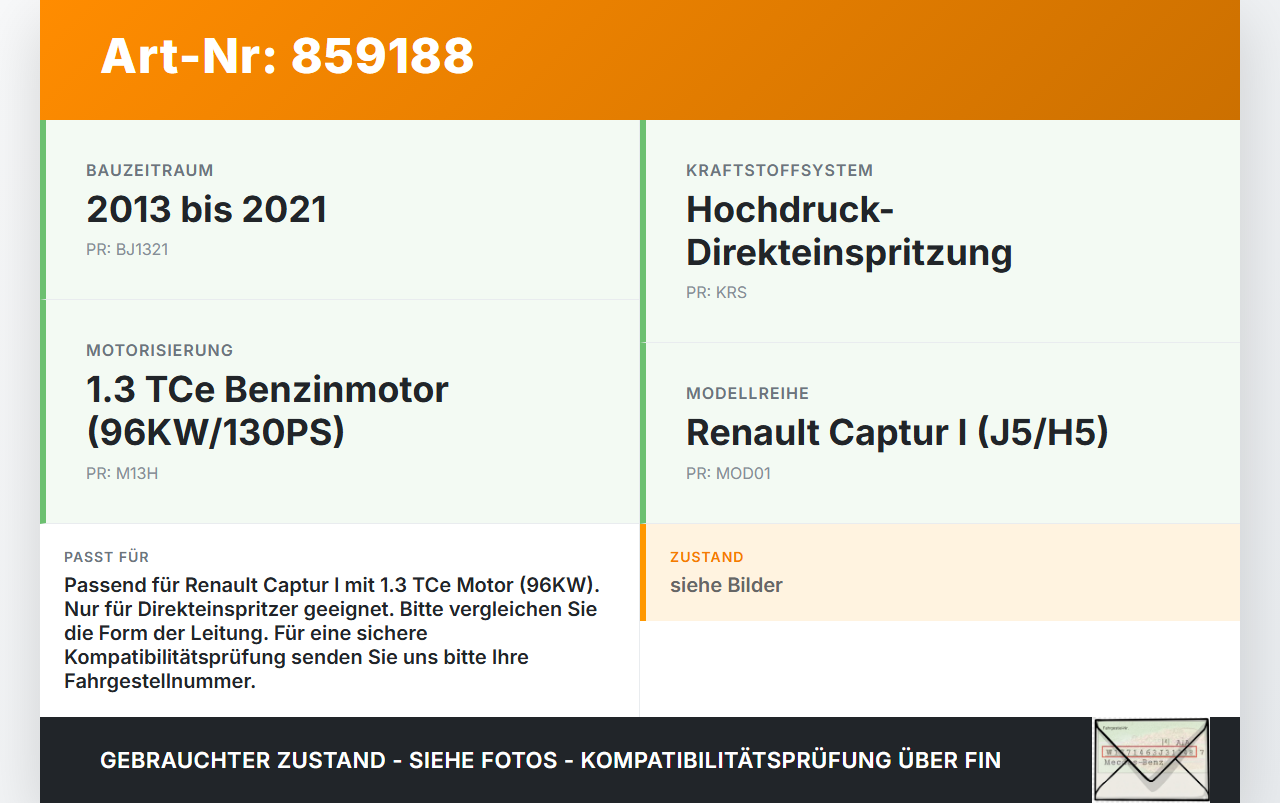 Renault Captur I  13-21 TCE  1,3 96KW Hochdruck Leitung Kraftstoffleitung Renault Captur I  13-21 19.09.2019... Vorschau 3