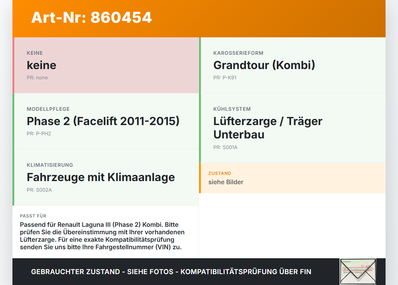 Renault Laguna III K91 11-15 dCi 1,5 81KW Träger Verkleidung Unterbau für Lüfter Lüfterzarge Renault Laguna III K91... Vorschau 3
