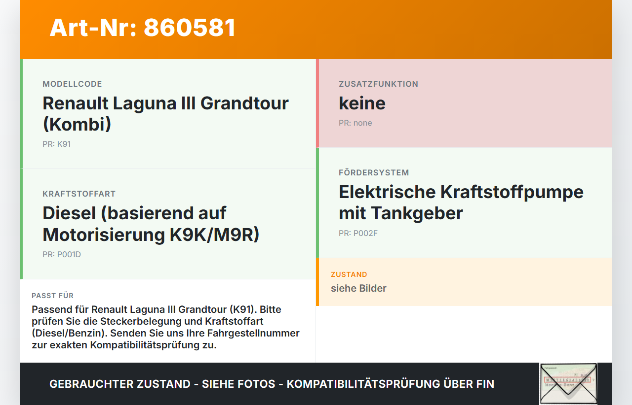 Renault Laguna III K91 11-15 dCi 1,5 81KW Kraftstoffpumpe Kraftstoff Förderpumpe Tankgeber Renault Laguna III K91... Vorschau 3