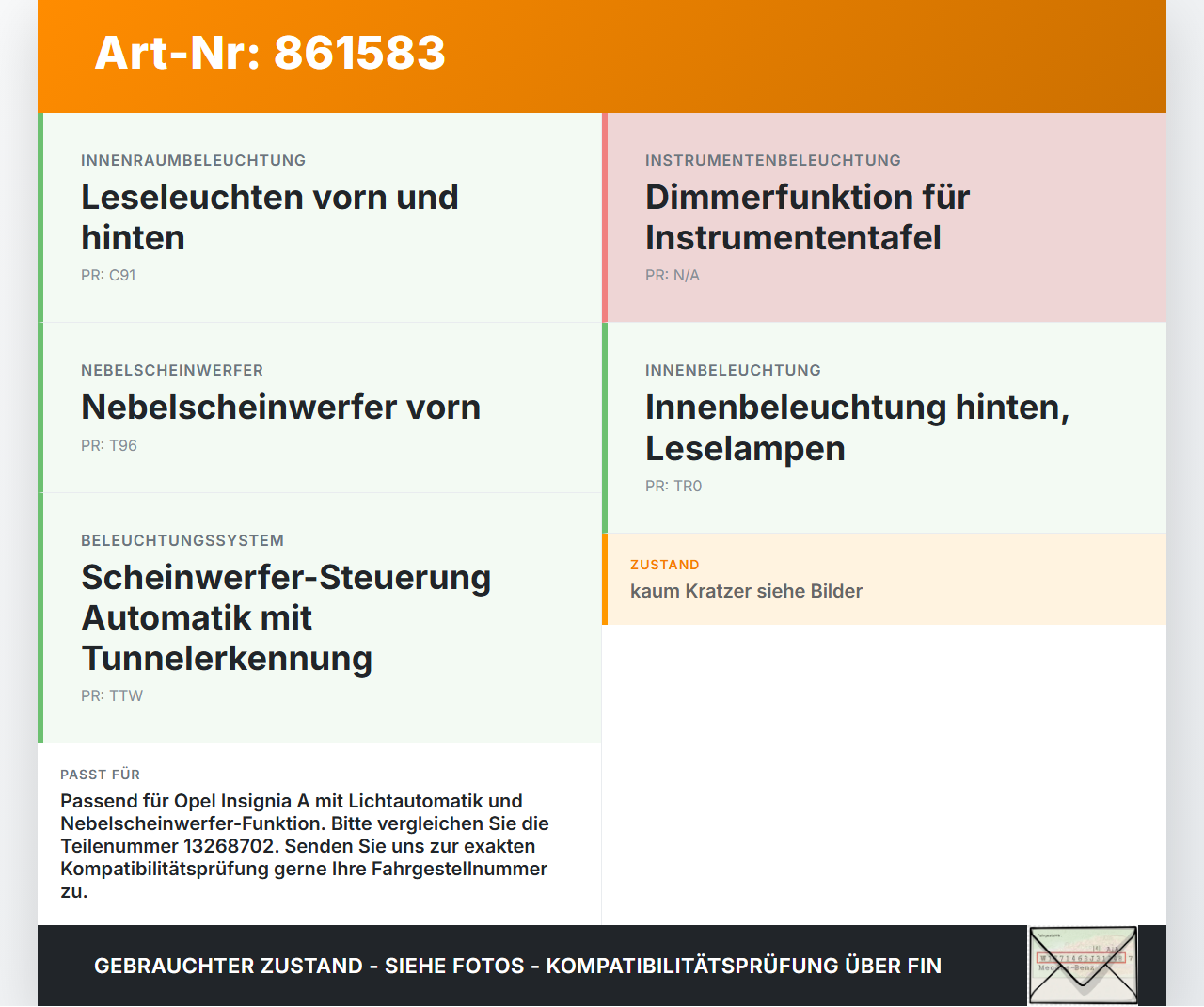 Opel Insignia A 08-13 Lichtschalter Schalter Automatik Dimmer Opel Insignia A 08-13 22.10.2008 13268702 gebraucht Vorschau 3