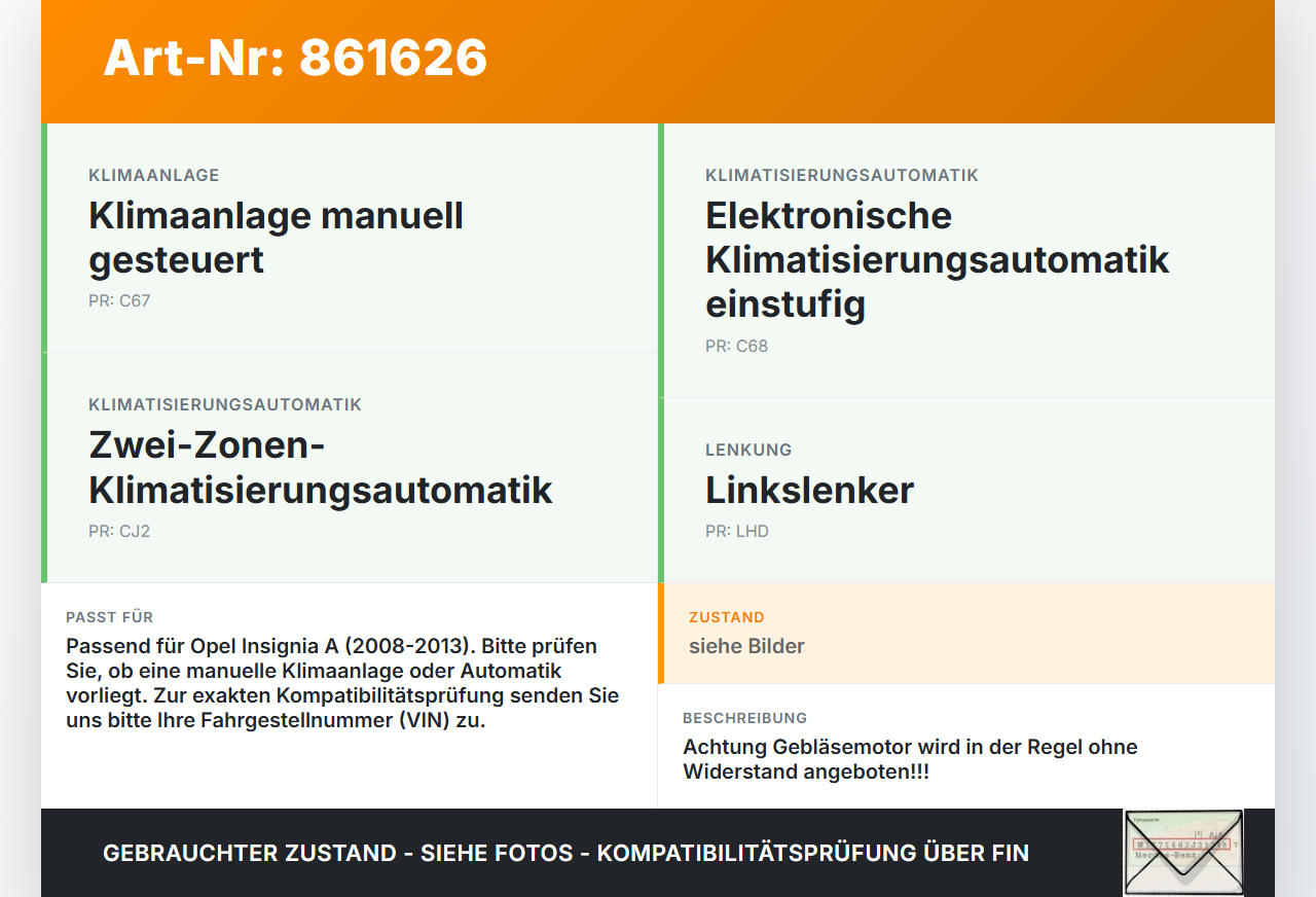 Opel Insignia A 08-13 Gebläsemotor Lüftermotor Heizungsgebläse Opel Insignia A 08-13 22.10.2008 gebraucht Vorschau 3