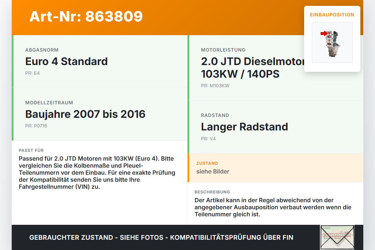 Fiat Scudo Jumpy  II 07-16 JTD 2,0 103KW E4 M10 Kolben mit Pleuel Pos D Fiat Scudo Jumpy  II 07-16 30.04.2007... Vorschau 3