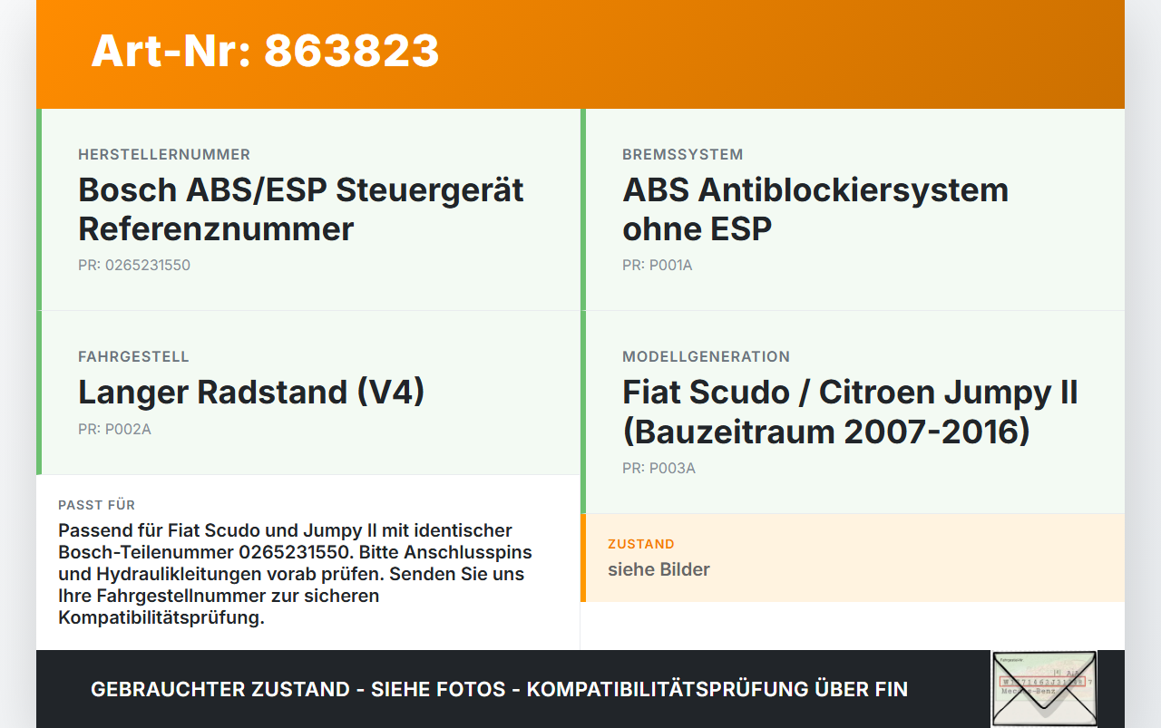 Fiat Scudo Jumpy  II 07-16 ABS Steuergerät Aggregat Hydraulikblock Fiat Scudo Jumpy  II 07-16 30.04.2007 0265231550... Vorschau 3