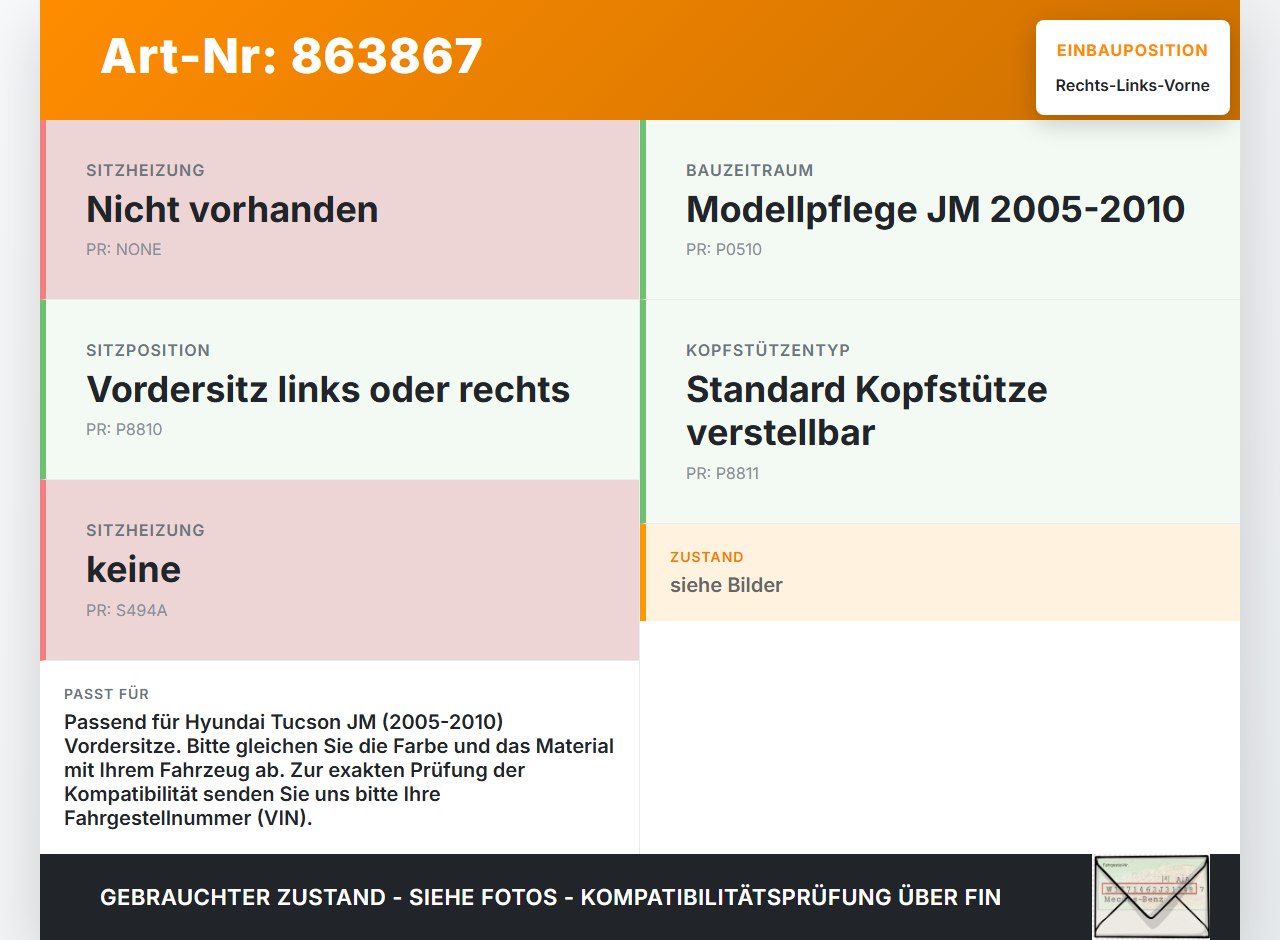 Hyundai Tucson JM 05-10 Kopfstütze für Beifahrer Sitz Rechts oder Links Vorne Hyundai Tucson JM 05-10 17.03.2006... Vorschau 3