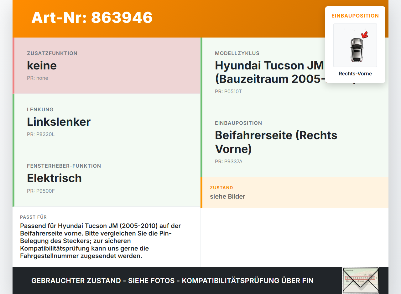 Hyundai Tucson JM 05-10 Fensterheberschalter Schalter Rechts Vorne Hyundai Tucson JM 05-10 17.03.2006 gebraucht Vorschau 3