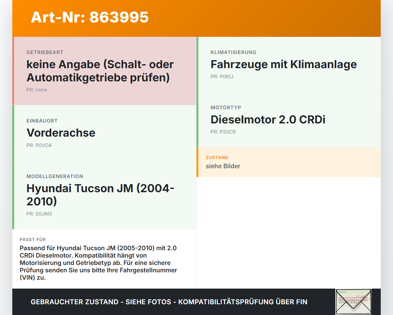 Hyundai Tucson JM 05-10 CRDI 2,0 103KW Vorderachse Motorträger Motorhalter Achsträger Hyundai Tucson JM 05-10... Vorschau 3
