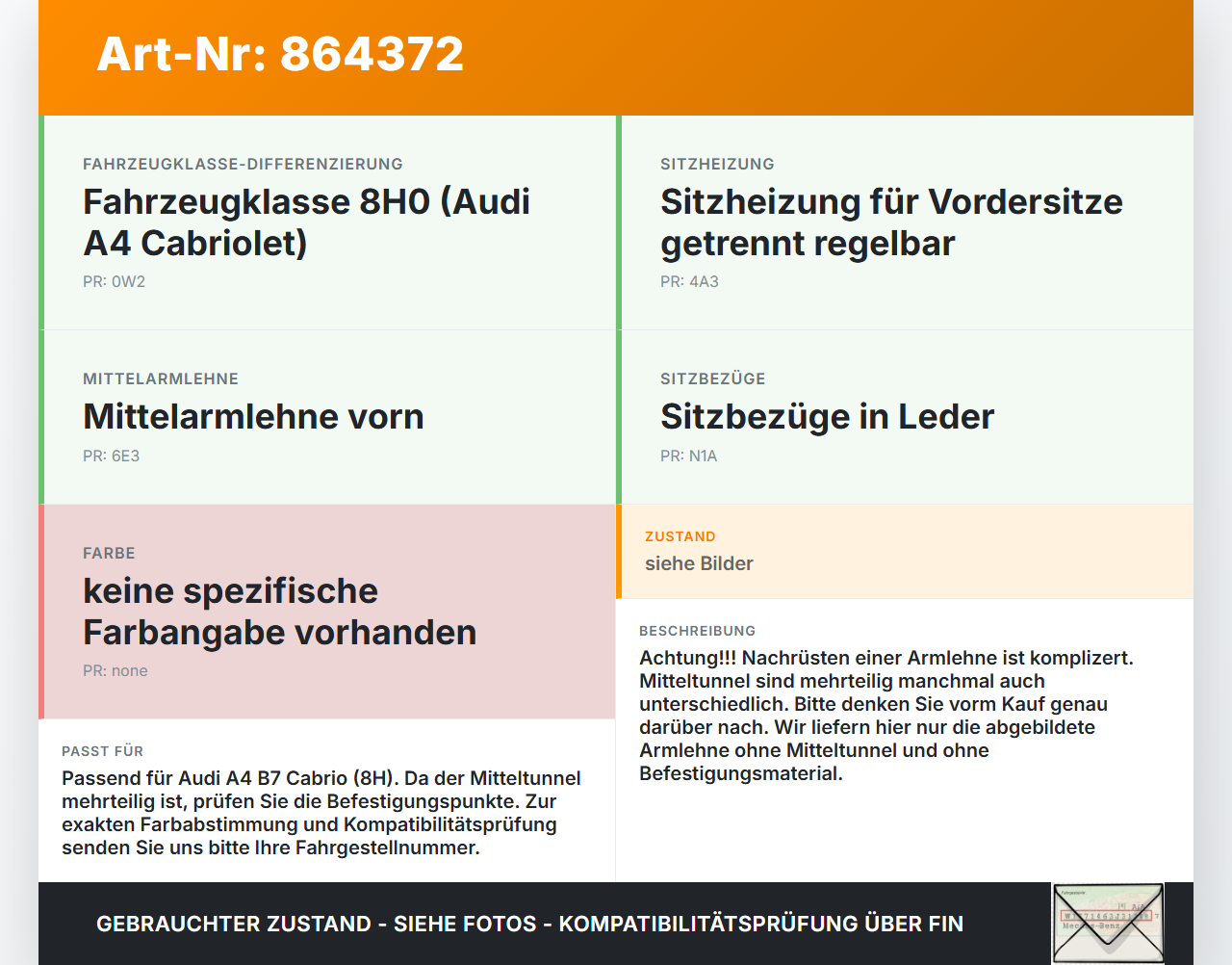 Audi A4 B7 8H Cabrio 06-09 Armlehne Mittelarmlehne Auflage für Rücksitzbank Audi A4 B7 8H Cabrio 06-09 31.07.2006... Vorschau 3