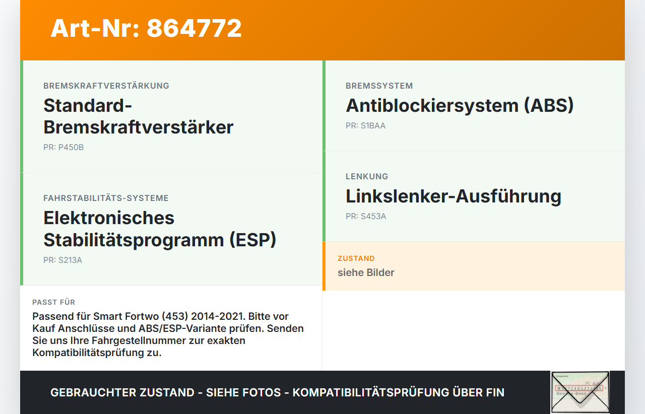 Smart Fortwo Fortwo 14-21 Hauptbremszylinder Bremszylinder Smart Fortwo Fortwo 14-21 28.04.2016 gebraucht Vorschau 3