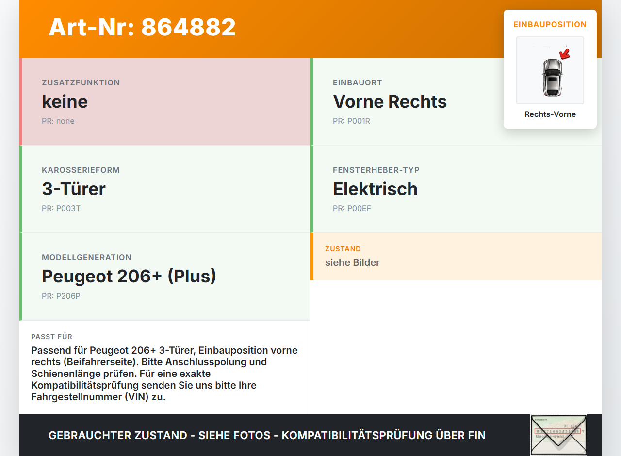 Peugeot 206+ 09-12 3T Fensterhebermotor mit Fensterheber Rechts Vorne Peugeot 206+ 09-12 22.04.2010 gebraucht Vorschau 3