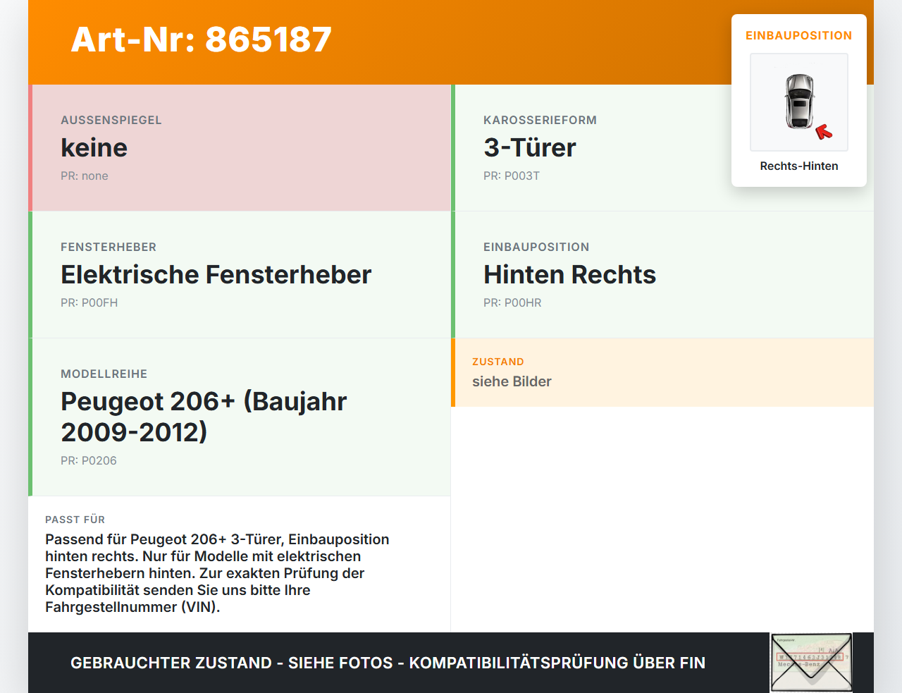 Peugeot 206+ 09-12 3T Kabelbaum Leitungssatz für Tür und Fensterheber Hinten Rechts Peugeot 206+ 09-12 22.04.2010... Vorschau 3