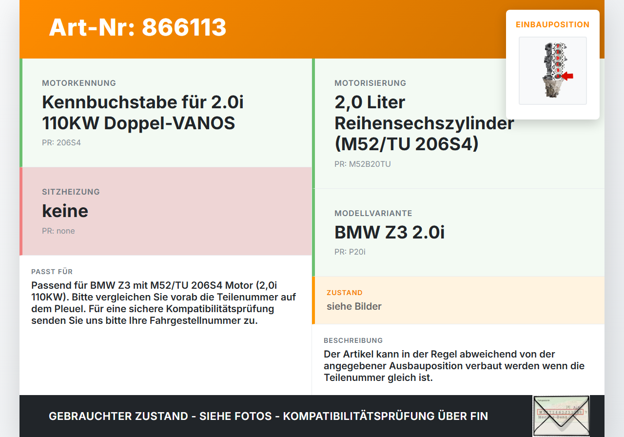 BMW Z3 99-02 2,0i 110KW M52/TU 206S4 Kolben mit Pleuel Pos A BMW Z3 99-02 11.08.1999 gebraucht Vorschau 3