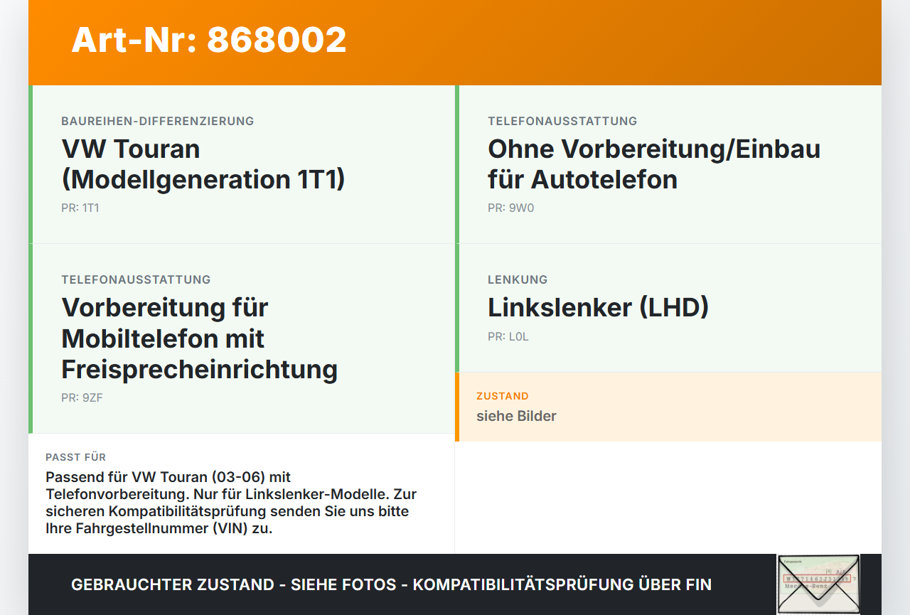 VW Touran 1T 03-06 Aufnahme Dockingstation f. Telefon VW Touran 1T 03-06 07.10.2005 1T1857371A gebraucht Vorschau 3