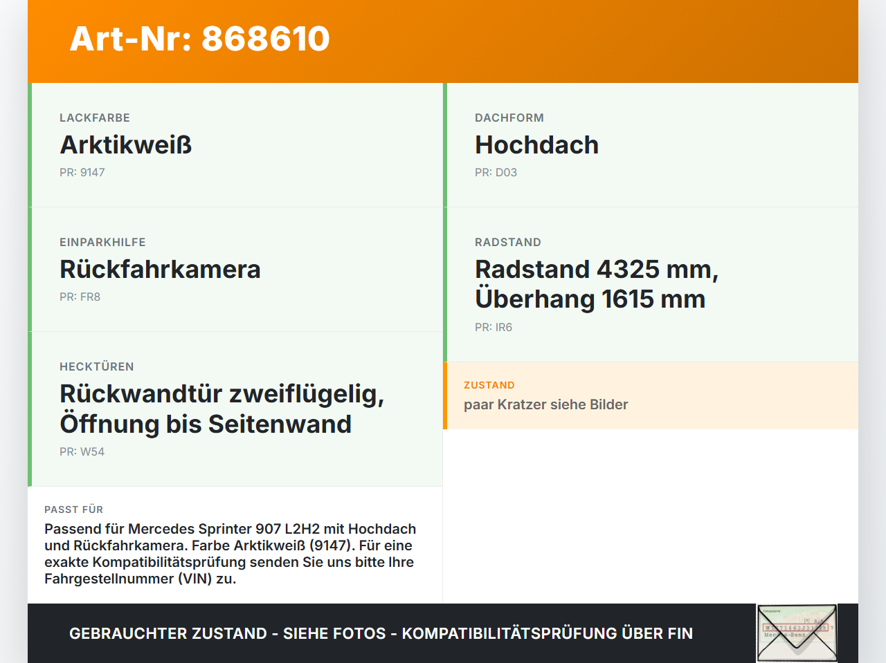 Mercedes Sprinter III 907  L2H2 Griffleiste Griff aussen für Heckklappe 9147 Mercedes Sprinter III 907 26.08.2019... Vorschau 3
