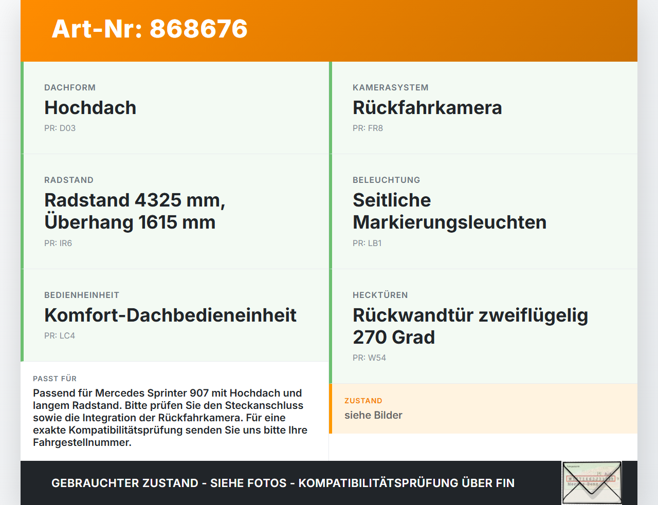 Mercedes Sprinter III 907 Kennzeichenleuchte Mercedes Sprinter III 907 26.08.2019 gebraucht Vorschau 3