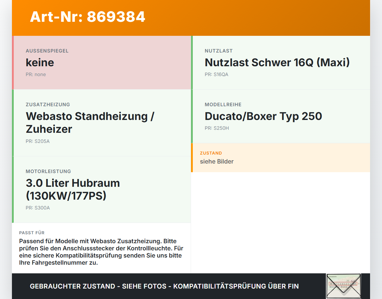 Ducato Boxer III 250 H2 16H 11-14 3,0 130KW Webasto Anzeige Leuchte Ducato Boxer III 250 H2 16H 11-14 15.06.2016... Vorschau 3