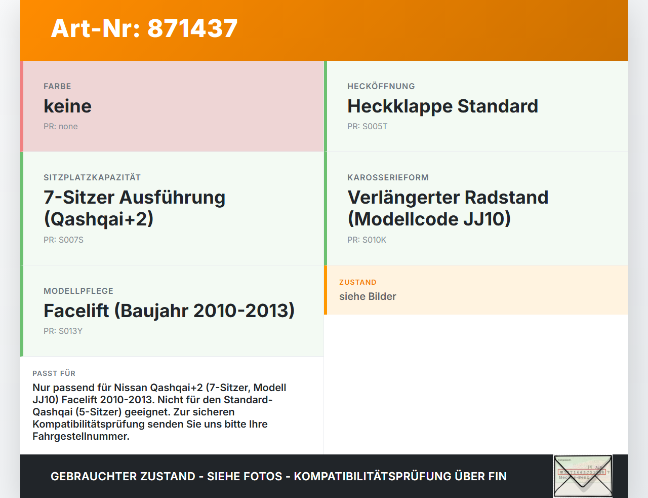 Nissan Qashqai J10 +2 10-13 Dichtung Rahmen für Heckklappe Kofferraum Nissan Qashqai J10 +2 10-13 22.03.2011 gebraucht Vorschau 3