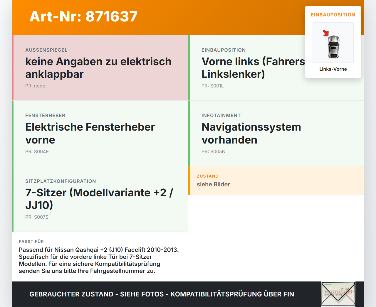 Nissan Qashqai J10 +2 10-13 Kabelbaum Tür und Fensterheber Links Vorne Nissan Qashqai J10 +2 10-13 22.03.2011... Vorschau 3