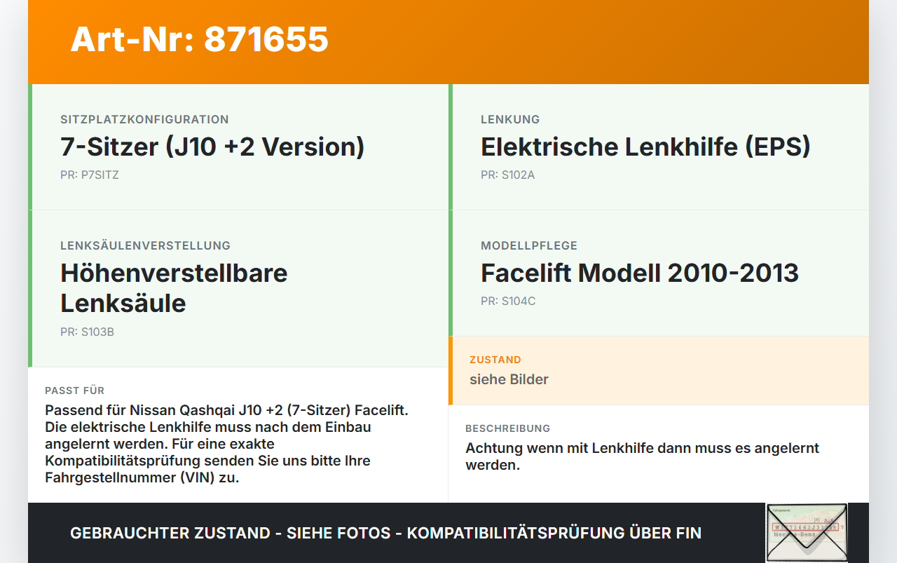 Nissan Qashqai J10 +2 10-13 Elektr. Lenkhilfe Lenksäule Höhenverstellung Nissan Qashqai J10 +2 10-13 22.03.2011... Vorschau 3