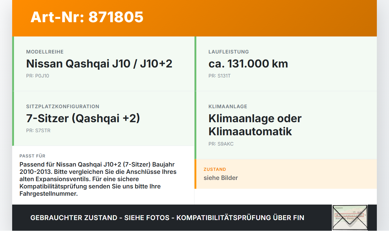 Nissan Qashqai J10 +2 10-13 Expansionsventil für Klima Nissan Qashqai J10 +2 10-13 22.03.2011 gebraucht Vorschau 3