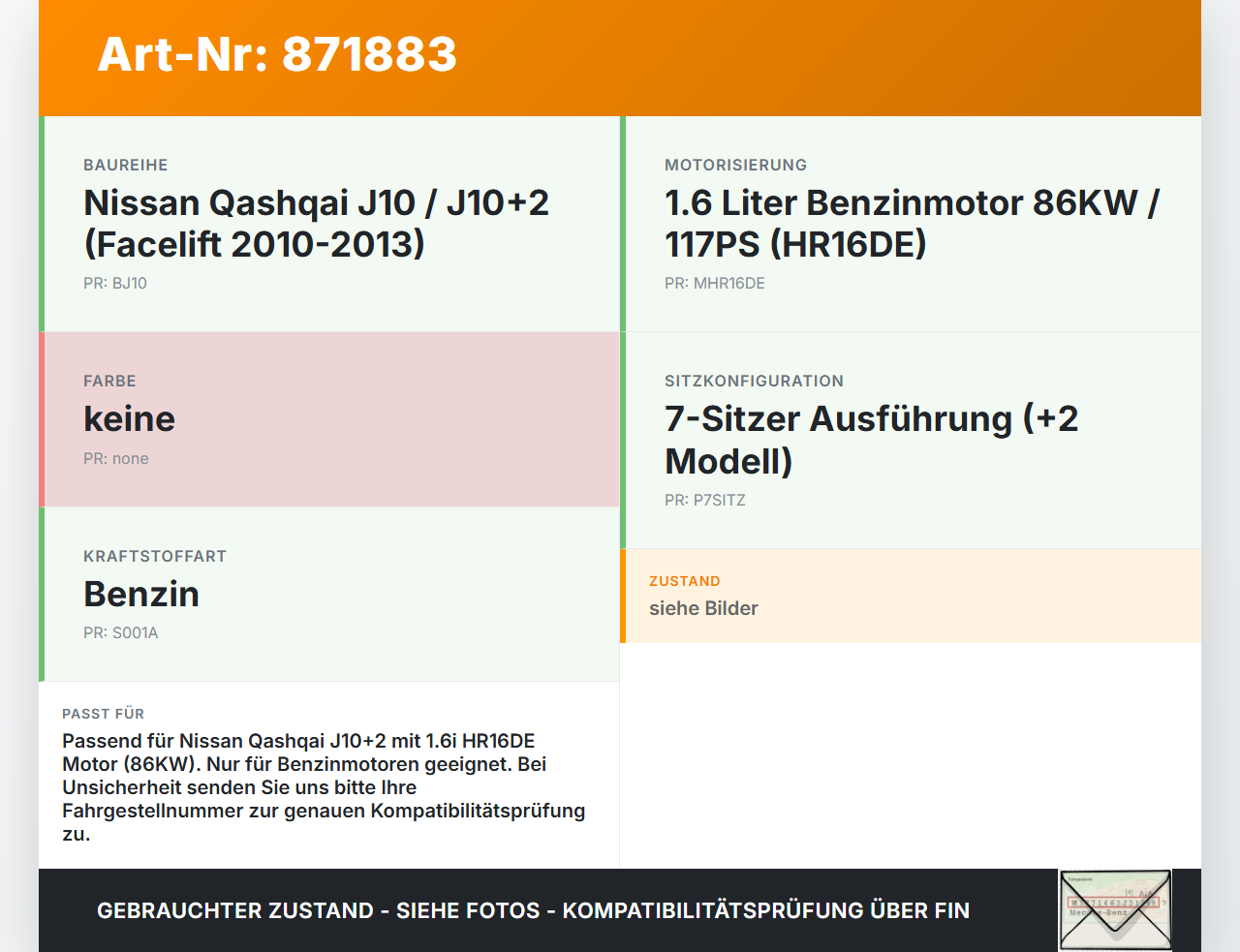 Nissan Qashqai J10 +2 10-13 1,6i 86KW HR16DE Ansaugbrücke Ansaugkrümmer Nissan Qashqai J10 +2 10-13 22.03.2011 gebraucht Vorschau 3
