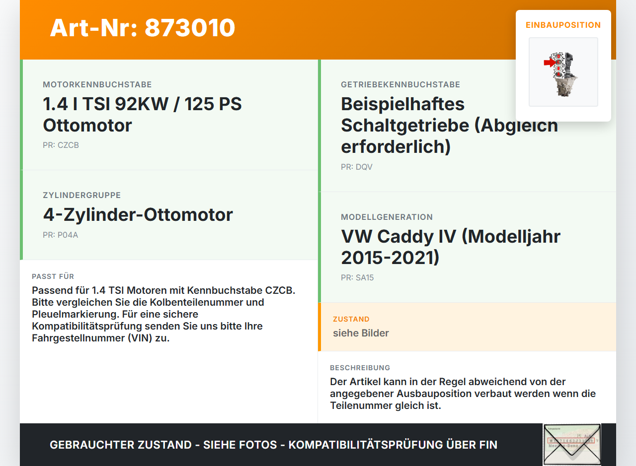 VW Caddy IV SA 15-21 TSI 1,4 92KW CZCB Kolben mit Pleuel Pos C VW Caddy IV SA 15-21 17.09.2016 gebraucht Vorschau 3