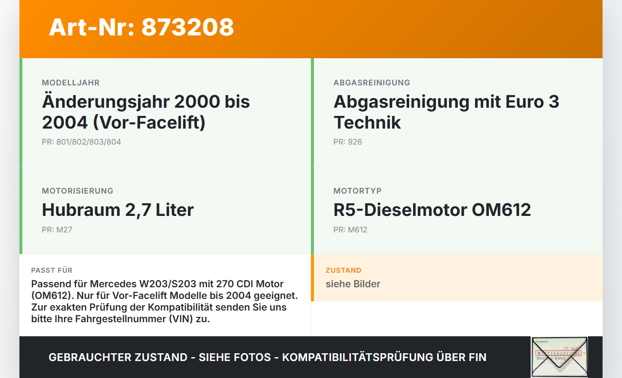 Mercedes S203 W203 00-04  CDI 2,7 125KW Luftfilterkasten Mercedes S203 W203 00-04 22.02.2002 gebraucht Vorschau 3
