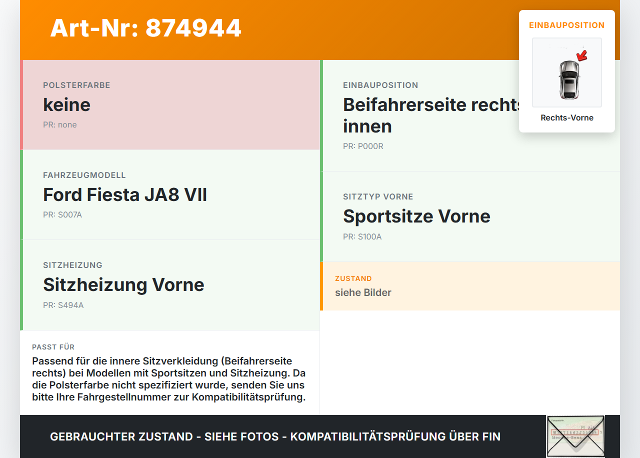 Ford Fiesta JA8 VII 12-18 3T Blende Innen Seitenverkleidung für Beifahrersitz Rechts Vorne Ford Fiesta JA8 VII... Vorschau 3