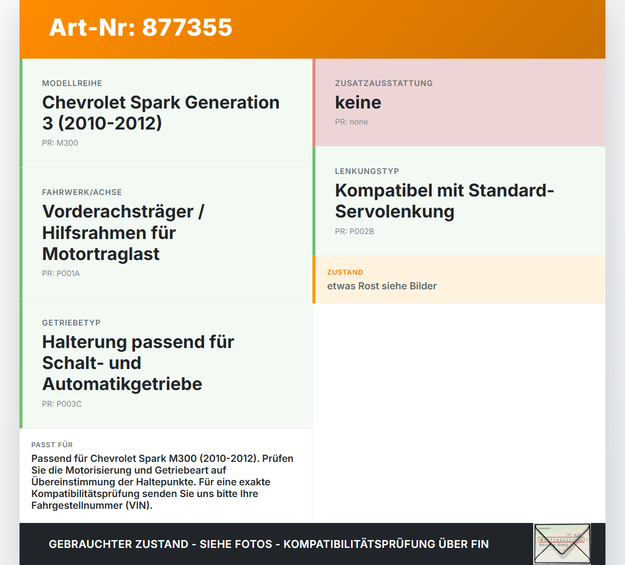 Chevrolet Spark M300 10-12 1,0 Vorderachse Motorträger Motorhalter Achsträger Chevrolet Spark M300 10-12 14.02.2011... Vorschau 3