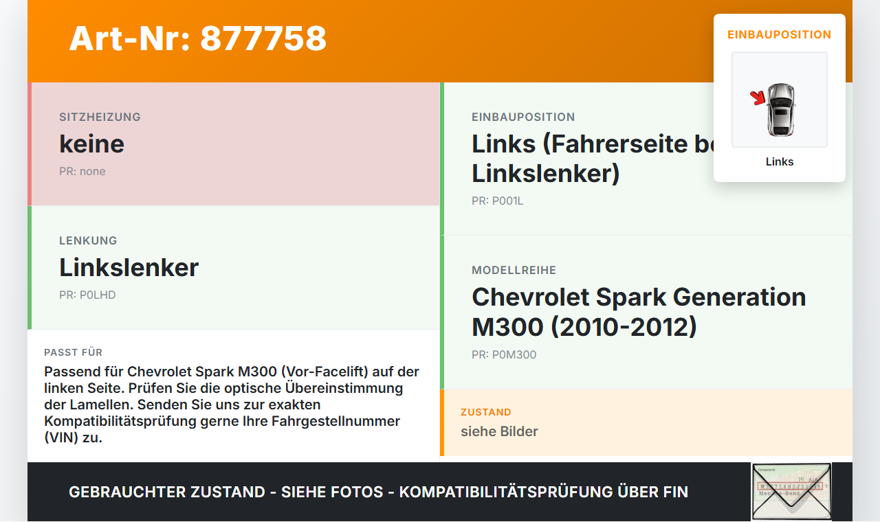Chevrolet Spark M300 10-12 Luftdusche Luftdüse Links Chevrolet Spark M300 10-12 14.02.2011 gebraucht Vorschau 3
