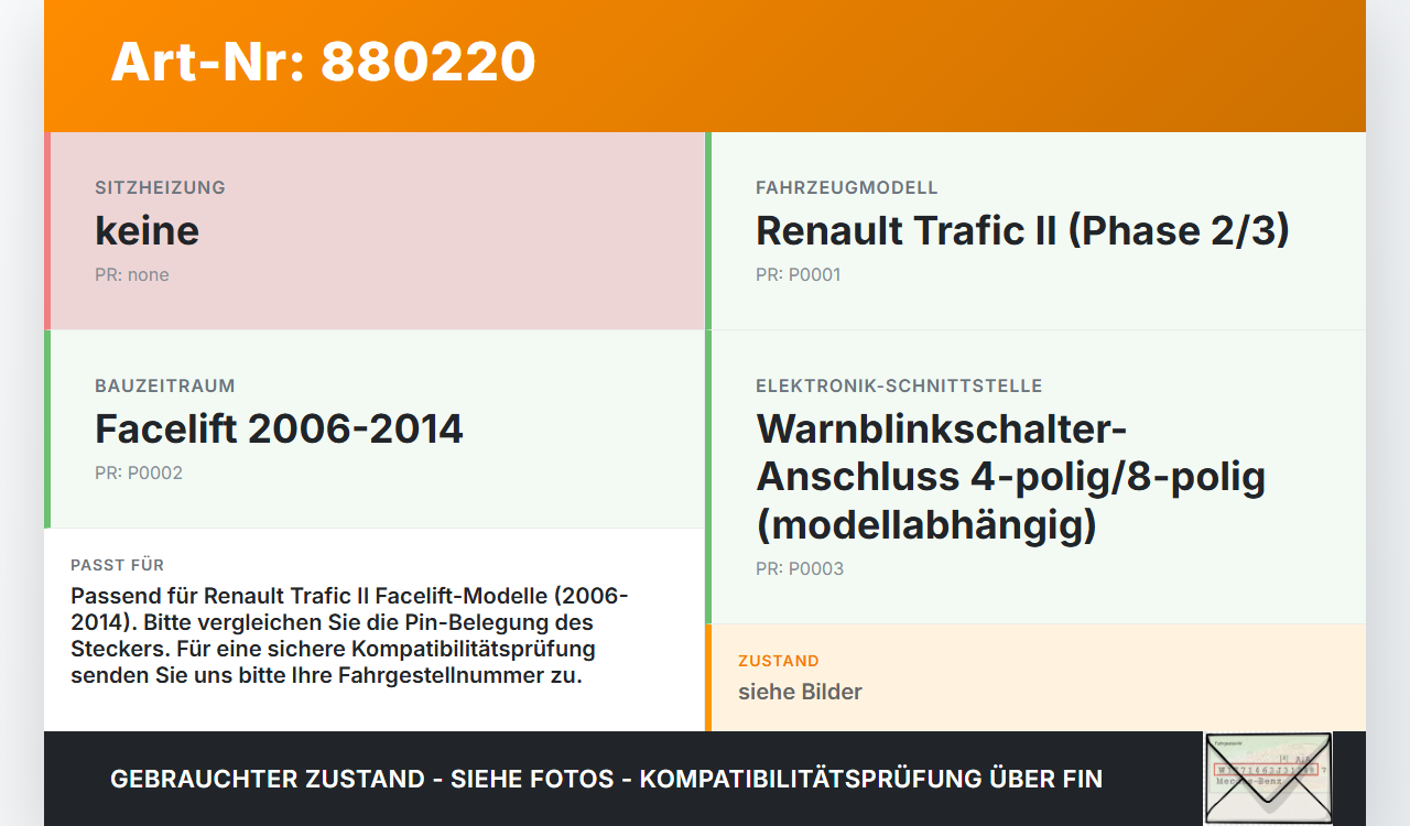 Renault Trafic II 06-14 Warnblinkschalter Schalter Renault Trafic II 06-14 31.01.2007 gebraucht Vorschau 3