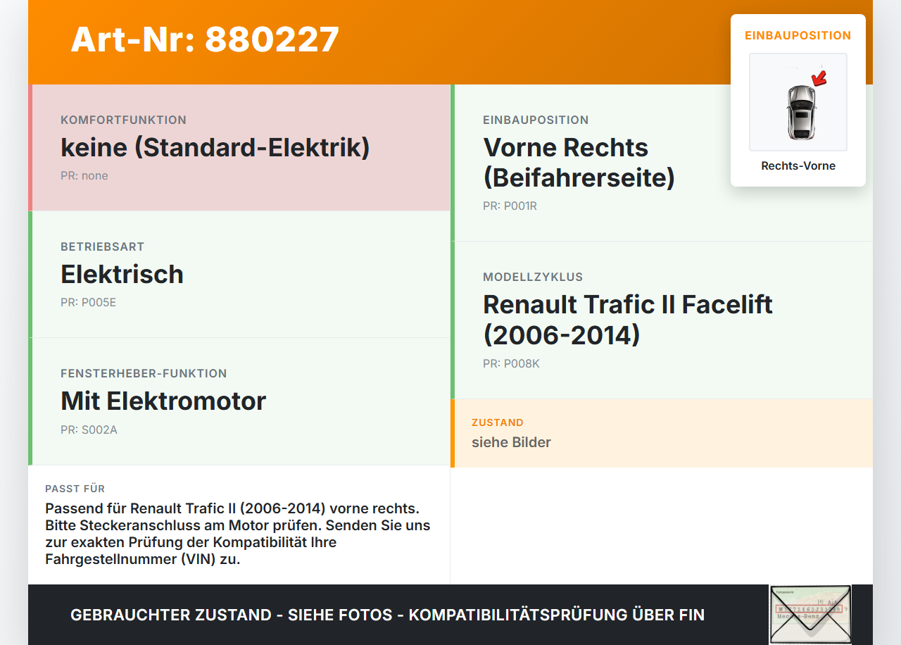 Renault Trafic II 06-14 Kasten Fensterhebermotor mit Fensterheber Rechts Vorne Renault Trafic II 06-14 31.01.2007... Vorschau 3