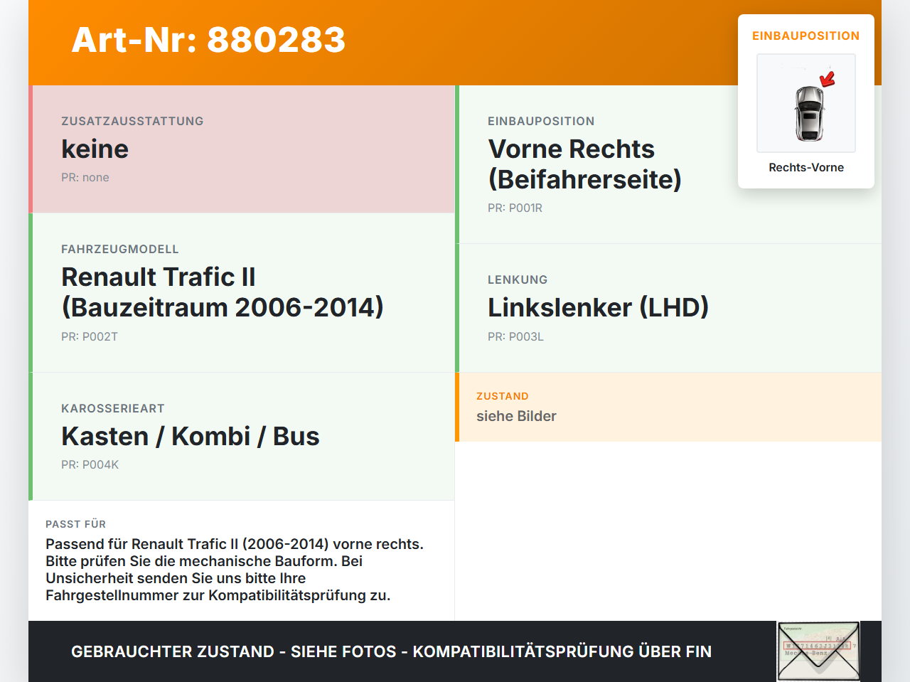 Renault Trafic II 06-14 Kasten Türfangband Türbremse Türanschlag Rechts Vorne Renault Trafic II 06-14 31.01.2007... Vorschau 3