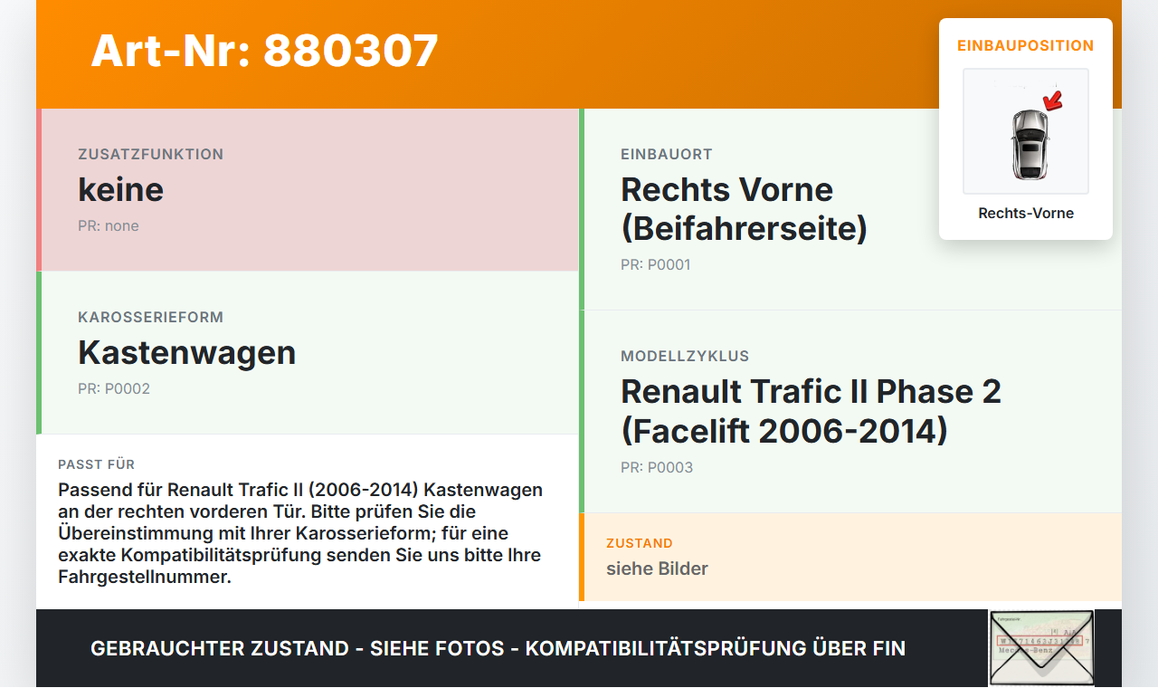 Renault Trafic II 06-14 Kasten Dichtung für Rahmen Tür Rechts Vorne Renault Trafic II 06-14 31.01.2007 gebraucht Vorschau 3
