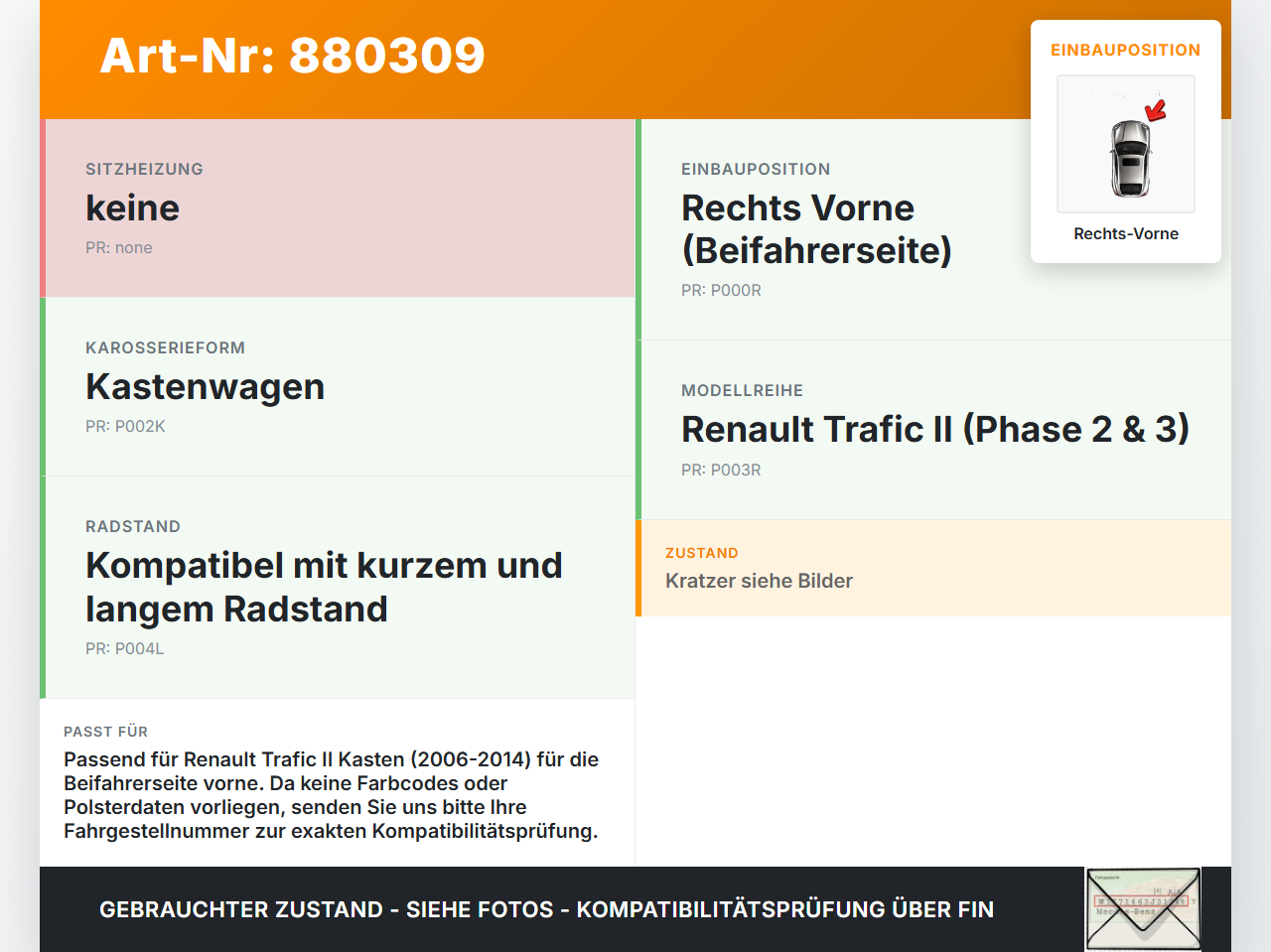 Renault Trafic II 06-14 Kasten Einstiegsleiste Rechts Vorne Renault Trafic II 06-14 31.01.2007 9385778 gebraucht Vorschau 3
