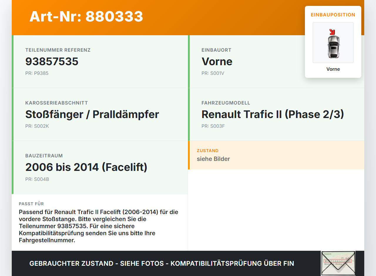 Renault Trafic II 06-14 Träger Pralldämpfer für Stoßstange Vorne Renault Trafic II 06-14 31.01.2007 620300102R... Vorschau 3