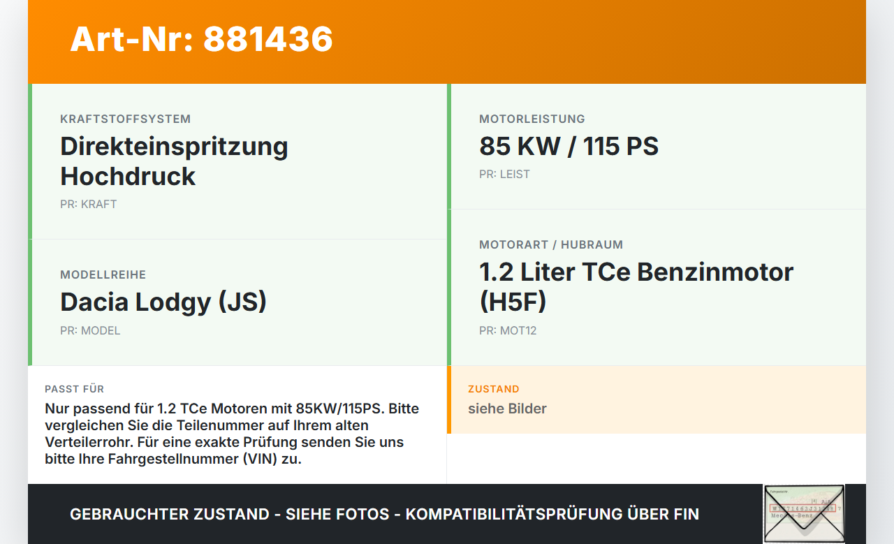 Dacia Lodgy JS 12-22 TCe 1,2 85KW Verteilerrohr für Hochdruck Verteiler Dacia Lodgy JS 12-22 23.02.2018 175226637R... Vorschau 3