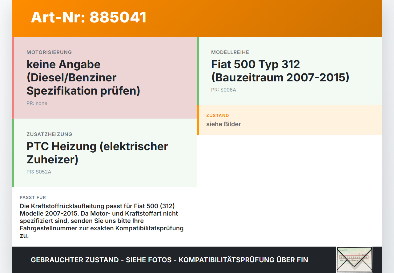 Fiat 500 312 07-15 1,3JTD 70KW Rücklauf Leitung Kraftstoffleitung Rücklaufleitung Fiat 500 312 07-15 29.10.2014... Vorschau 3