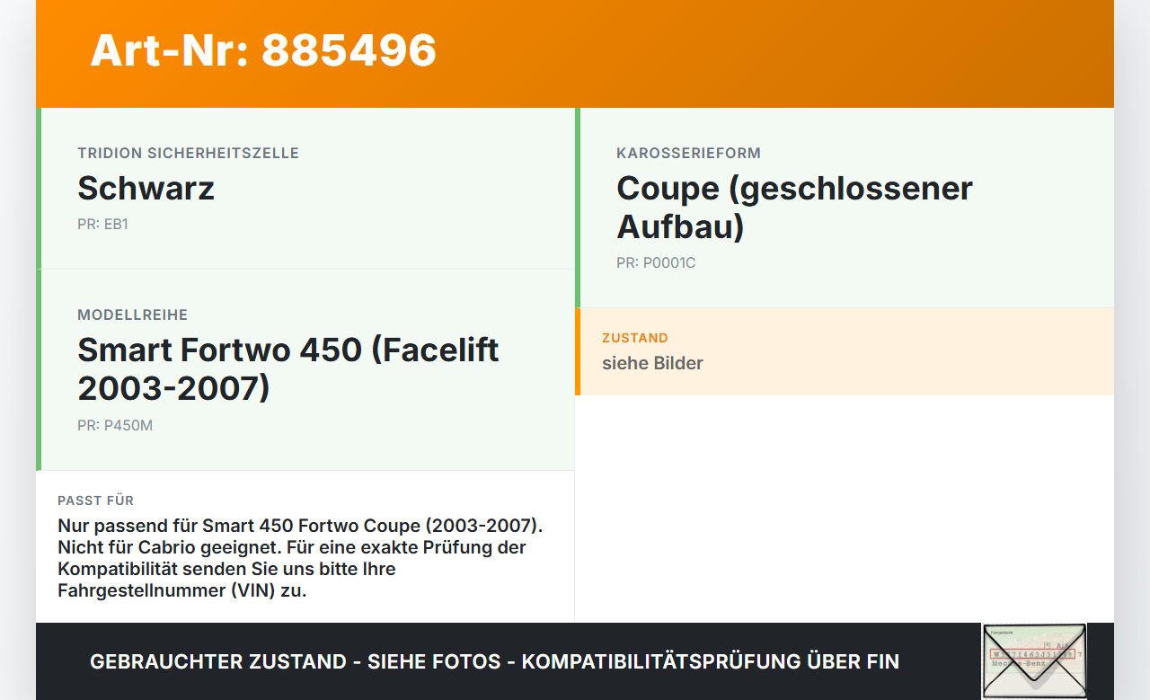 Smart 450 Fortwo 03-07 Coupe Dichtung Rahmen für Heckklappe Kofferraum Smart 450 Fortwo 03-07 03.06.2004 gebraucht Vorschau 3