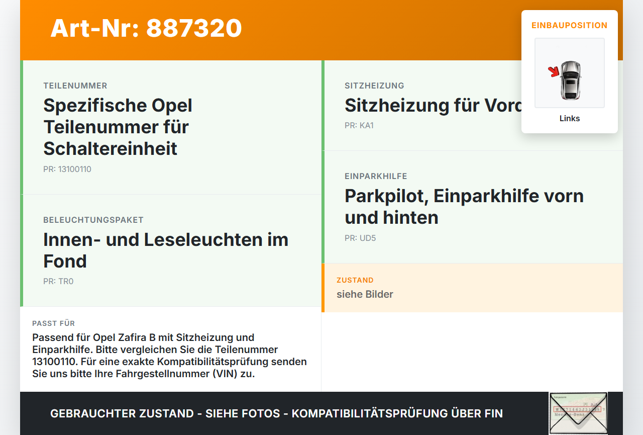 Opel Zafira B  A05 11-16 Warnblinkschalter Schalter Sitzheizung Opel Zafira B  A05 11-16 04.06.2013 13100110... Vorschau 3