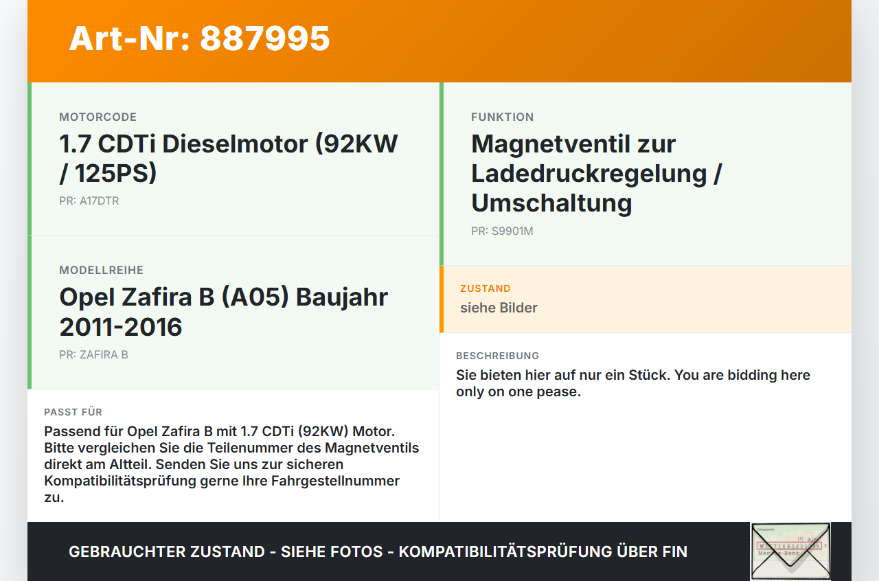 Opel Zafira B  A05 11-16 CDTi 1,7 92KW Ventil Umschaltventil Magnetventil Opel Zafira B  A05 11-16 04.06.2013... Vorschau 3
