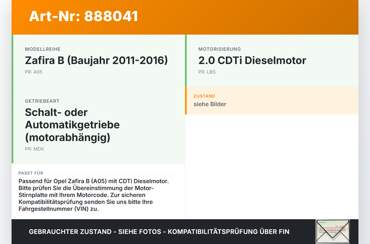 Opel Zafira B  A05 11-16 CDTi 1,7 92KW Platte für Motor Stirnplatte Gehäuse Motorblock Opel Zafira B  A05 11-16... Vorschau 3