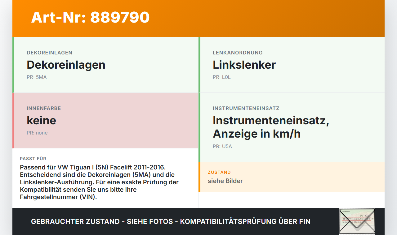 VW Tiguan I 5N 11-16 Verkleidung für Tacho VW Tiguan I 5N 11-16 10.08.2011 gebraucht Vorschau 3