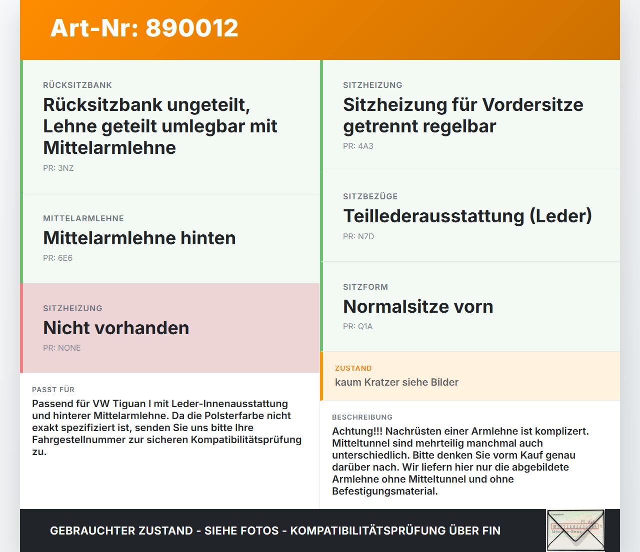 VW Tiguan I 5N 11-16 Armlehne Mittelarmlehne Auflage mit Becherhalter für Rücksitzbank VW Tiguan I 5N 11-16... Vorschau 3