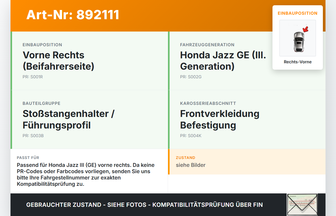 Honda Jazz GE III 08-11 5T Halter Träger Aufnahme Führung für Stoßstange Rechts Vorne Honda Jazz GE III 08-11... Vorschau 3
