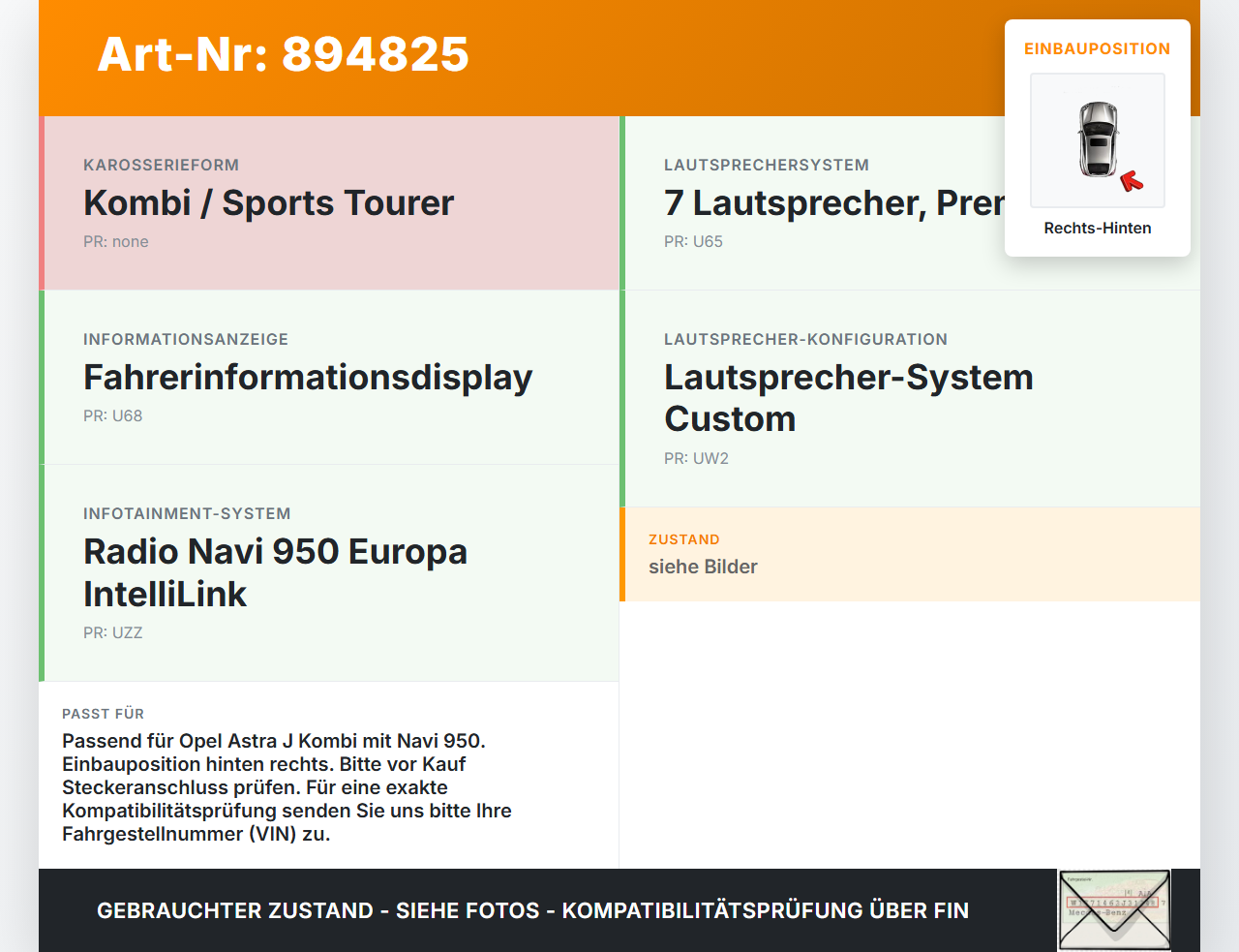 Opel Astra J 12-18 Kombi Lautsprecher Rechts Hinten Opel Astra J 12-18 31.08.2015 gebraucht Vorschau 3